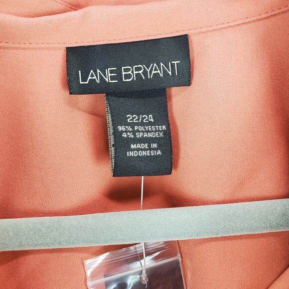 Lane Bryant NWT Stretch Button Down Dark Peach Button Blouse Size 22/24 - Picture 5 of 9